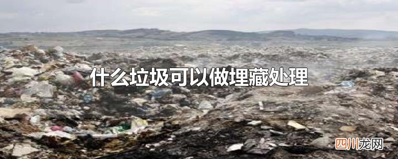 什么垃圾可以做埋藏处理