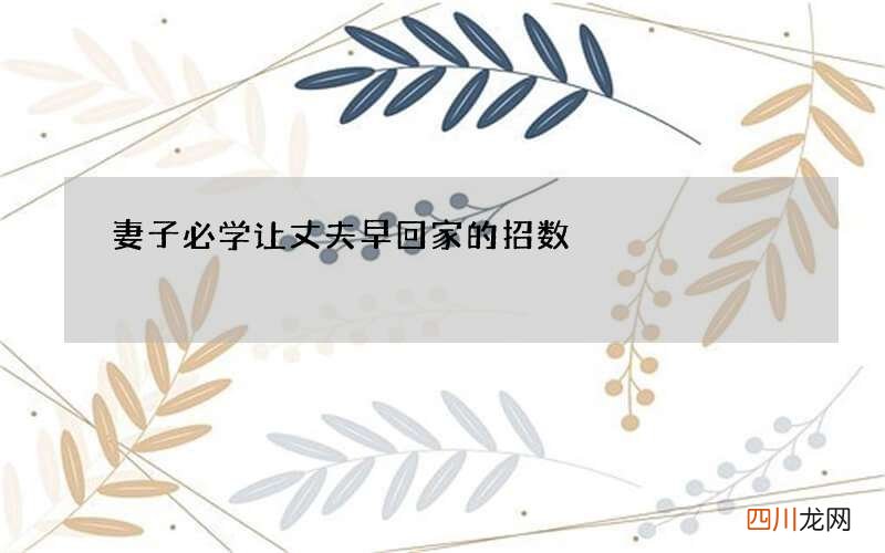 妻子必学 让丈夫早回家的招数