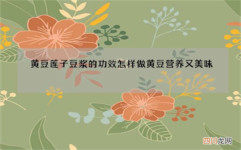黄豆莲子豆浆的功效 怎样做黄豆营养又美味
