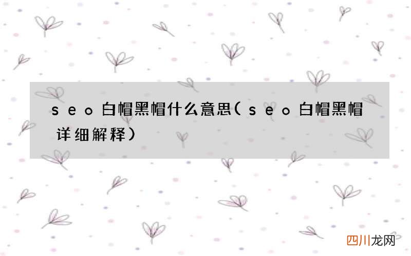 seo白帽黑帽详细解释 seo白帽黑帽什么意思