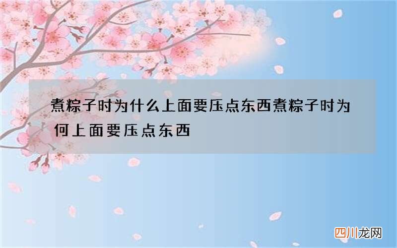 煮粽子时为什么上面要压点东西 煮粽子时为何上面要压点东西