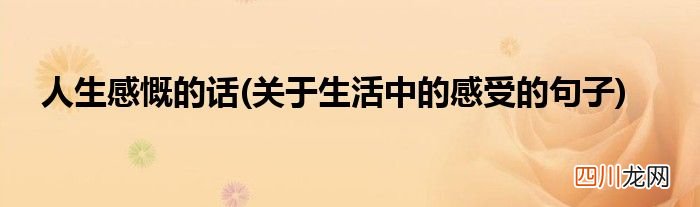 关于生活中的感受的句子 人生感慨的话