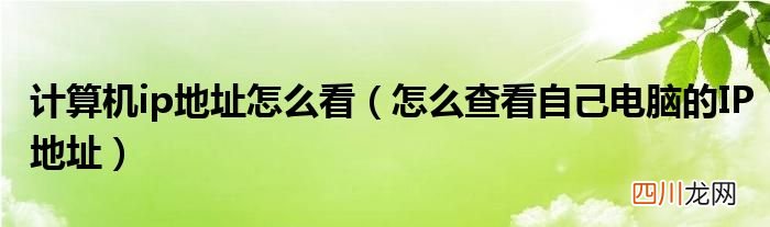 怎么查看自己电脑的IP地址 计算机ip地址怎么看