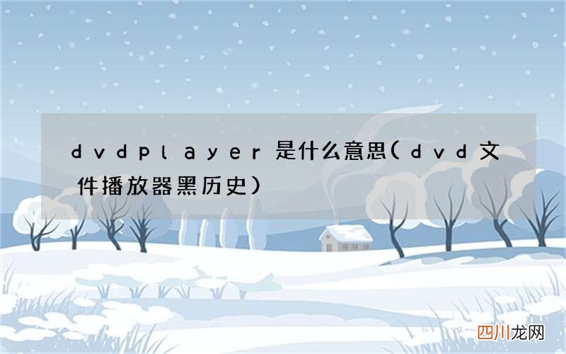 dvd文件播放器黑历史 dvd player是什么意思