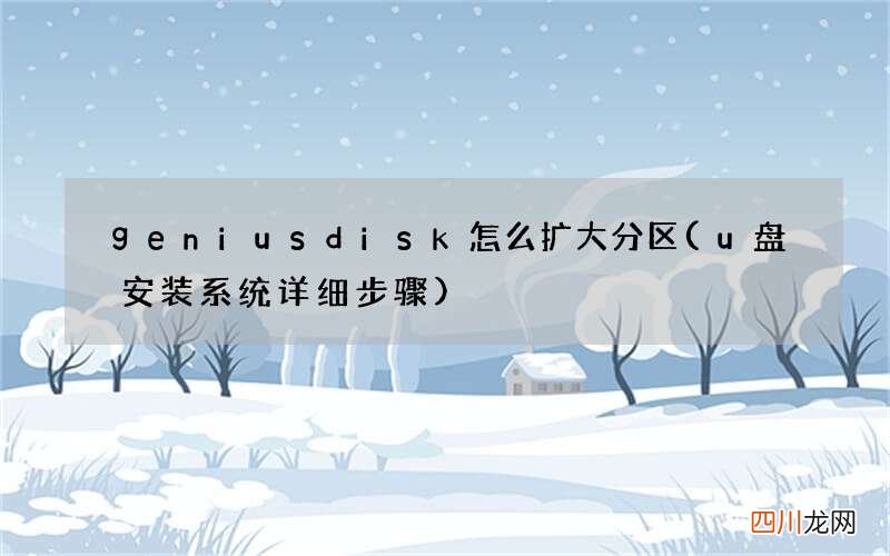 u盘安装系统详细步骤 geniusdisk怎么扩大分区
