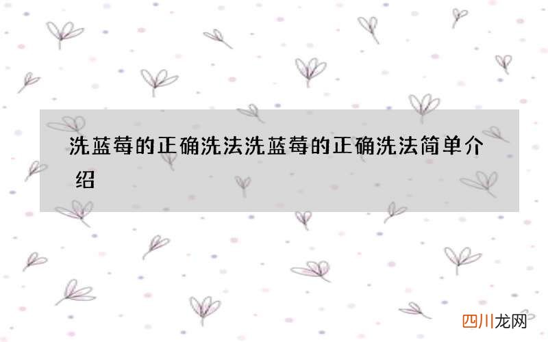洗蓝莓的正确洗法 洗蓝莓的正确洗法简单介绍