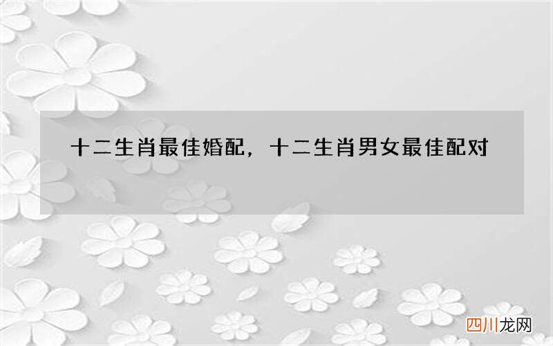 十二生肖最佳婚配，十二生肖男女最佳配对