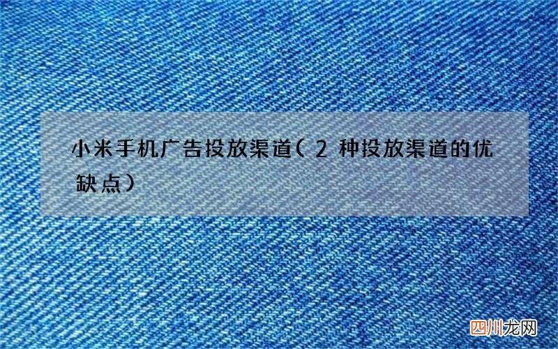 2种投放渠道的优缺点 小米手机广告投放渠道