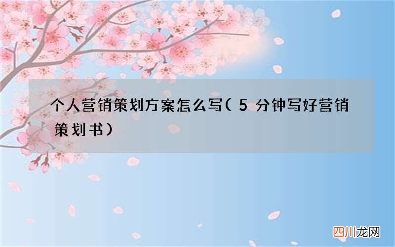 5分钟写好营销策划书 个人营销策划方案怎么写