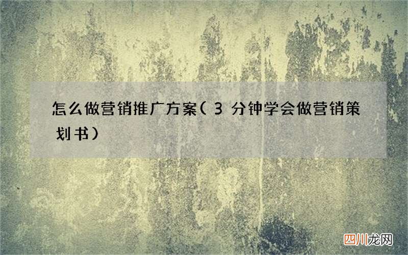 3分钟学会做营销策划书 怎么做营销推广方案
