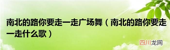 南北的路你要走一走什么歌 南北的路你要走一走广场舞
