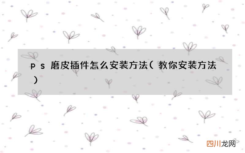 教你安装方法 ps磨皮插件怎么安装方法