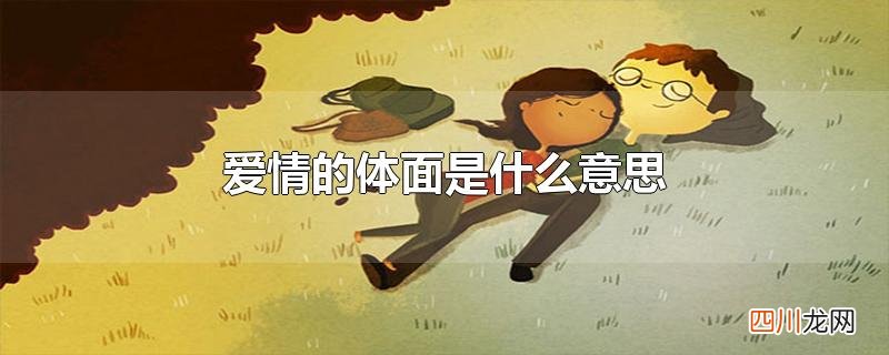 爱情的体面是什么意思