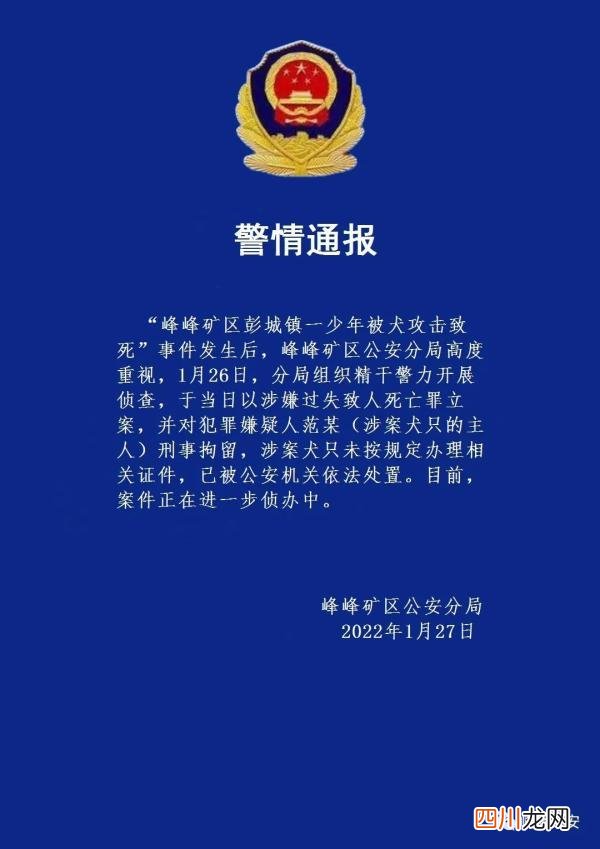 河北12岁男孩被狗咬死 疑被4条犬只围攻 警方通报说了什么？