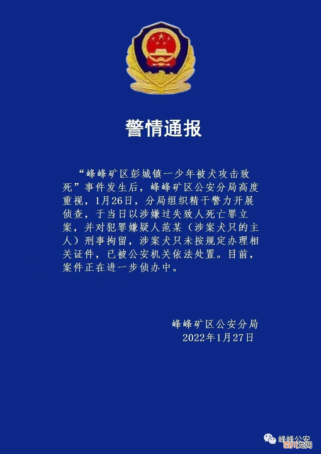 痛心！男孩被狗咬死 警方:狗主人被刑拘