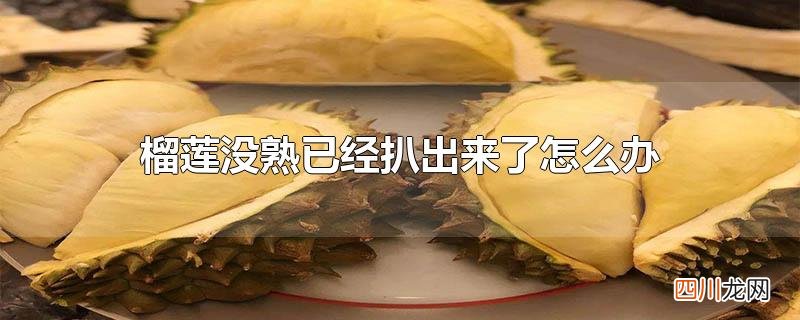 榴莲没熟已经扒出来了怎么办