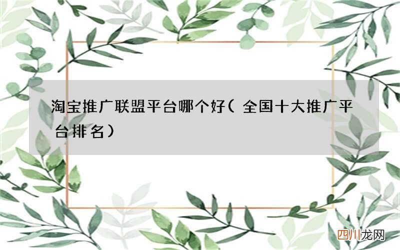 全国十大推广平台排名 淘宝推广联盟平台哪个好