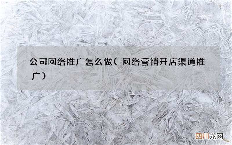 网络营销开店渠道推广 公司网络推广怎么做