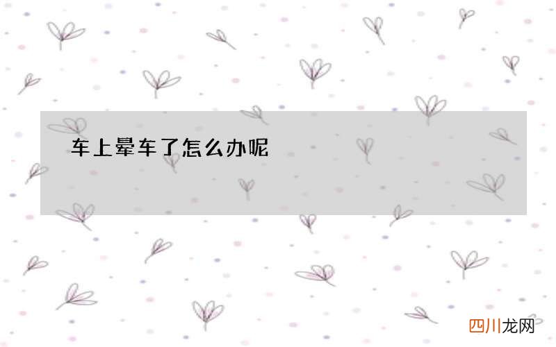车上晕车了怎么办呢