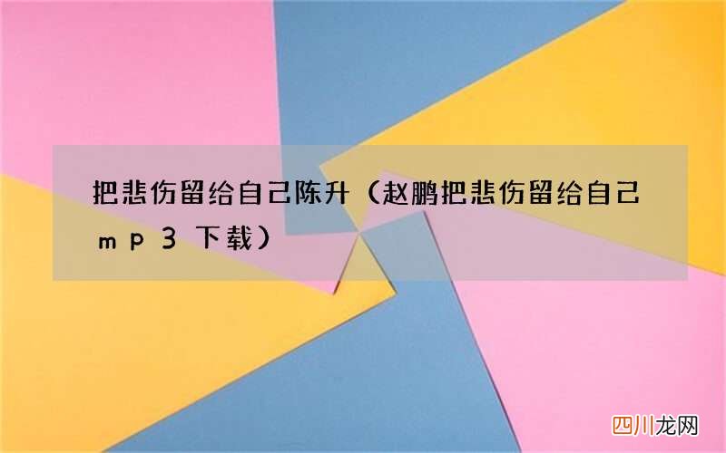 赵鹏把悲伤留给自己mp3下载 把悲伤留给自己陈升