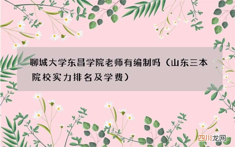 山东三本院校实力排名及学费 聊城大学东昌学院老师有编制吗
