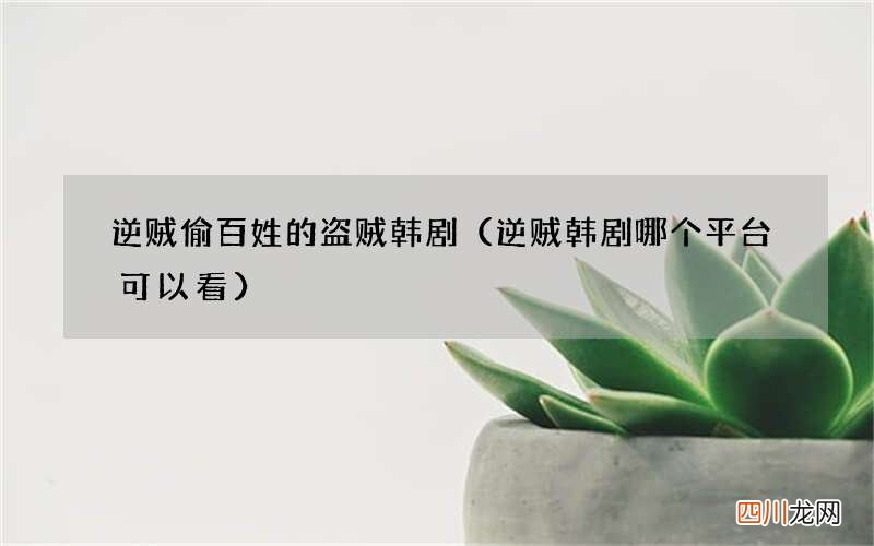 逆贼韩剧哪个平台可以看 逆贼偷百姓的盗贼韩剧
