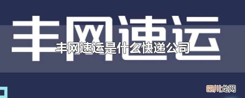 丰网速运是什么快递公司