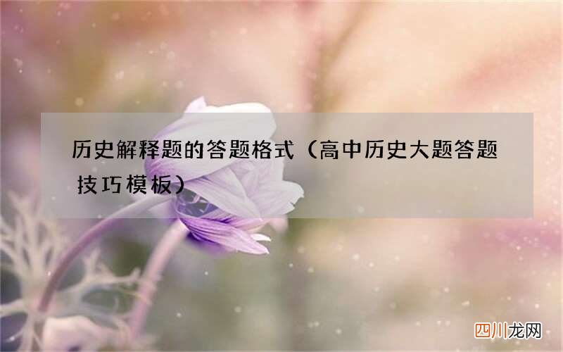 高中历史大题答题技巧模板 历史解释题的答题格式