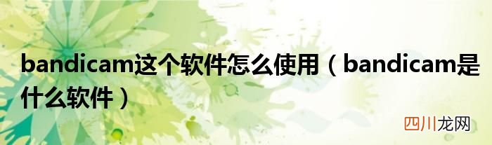 bandicam是什么软件 bandicam这个软件怎么使用