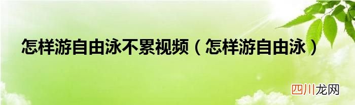 怎样游自由泳 怎样游自由泳不累视频