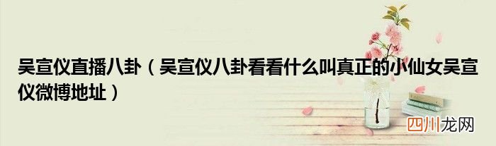 吴宣仪八卦看看什么叫真正的小仙女吴宣仪微博地址 吴宣仪直播八卦
