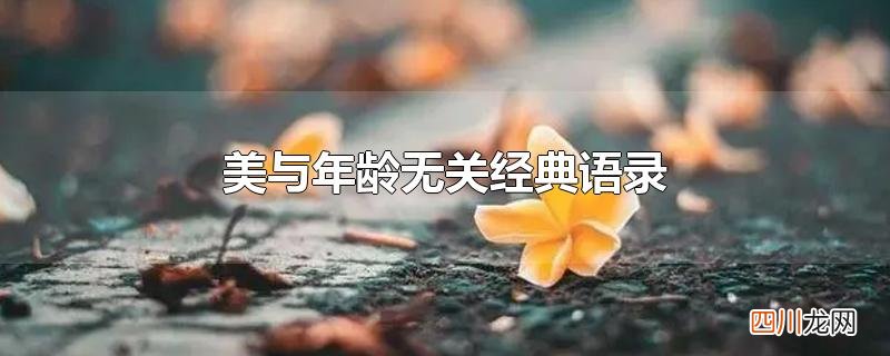 美与年龄无关经典语录