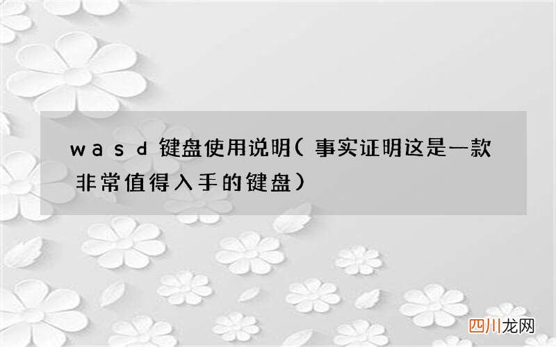 事实证明这是一款非常值得入手的键盘 wasd键盘使用说明