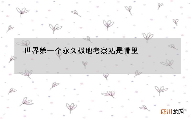 世界第一个永久极地考察站是哪里
