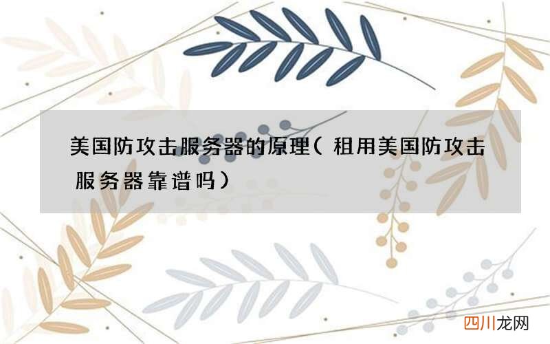 租用美国防攻击服务器靠谱吗 美国防攻击服务器的原理
