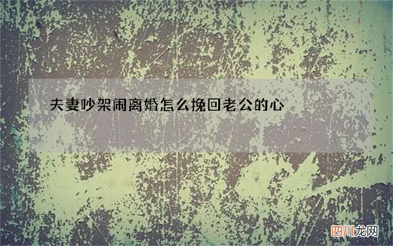 夫妻吵架闹离婚怎么挽回老公的心