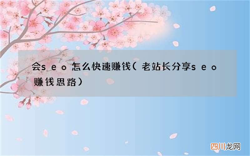 老站长分享seo赚钱思路 会seo怎么快速赚钱