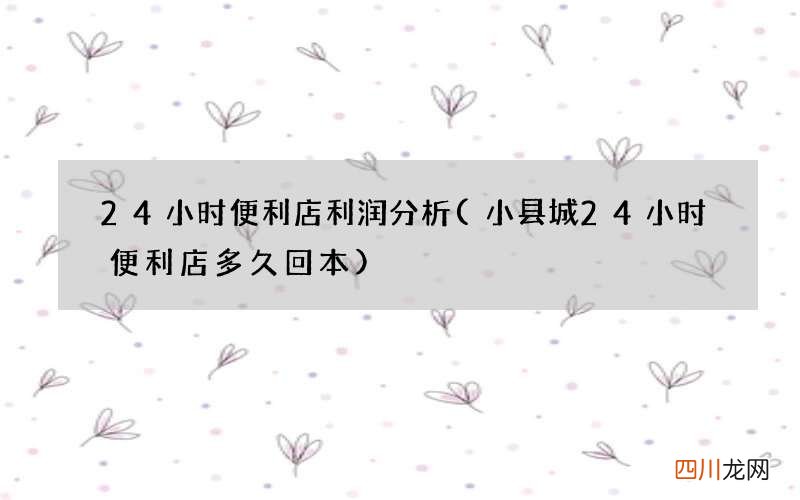 小县城24小时便利店多久回本 24小时便利店利润分析