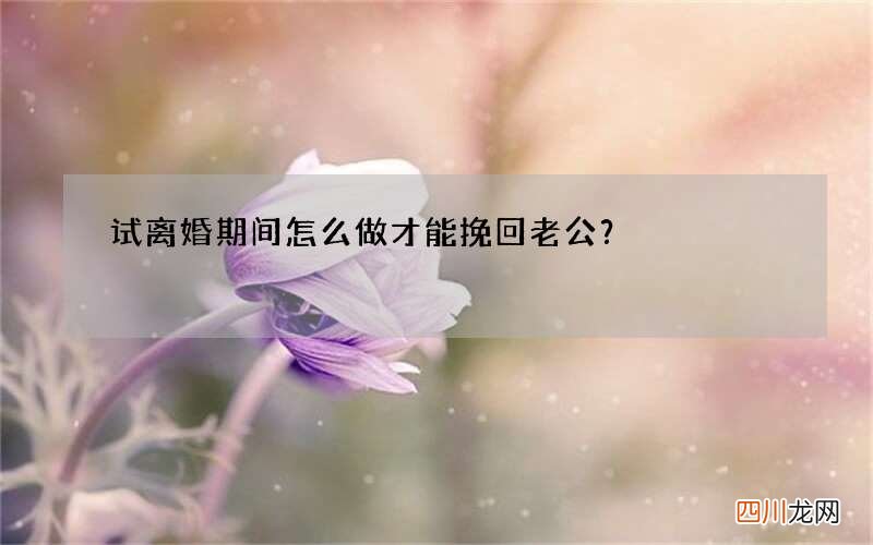 试离婚期间怎么做才能挽回老公？