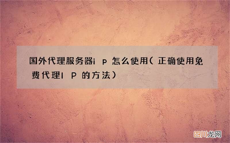 正确使用免费代理IP的方法 国外代理服务器ip怎么使用
