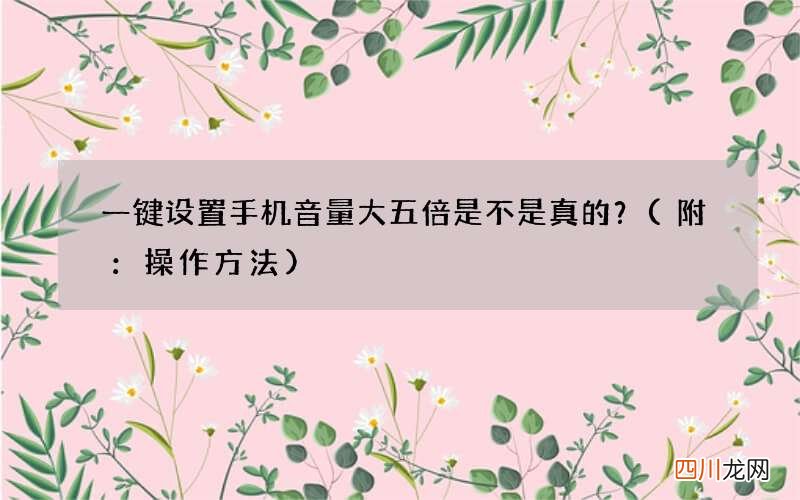 附：操作方法 一键设置手机音量大五倍是不是真的？