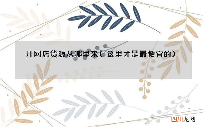 这里才是最便宜的 开网店货源从哪里来