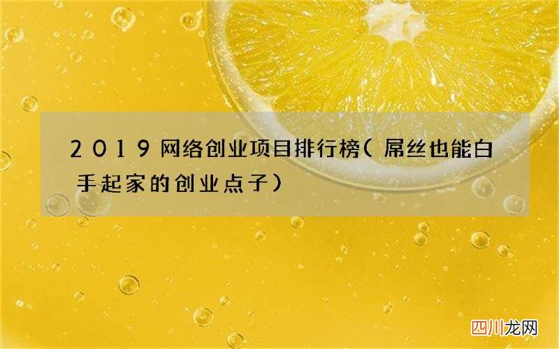 屌丝也能白手起家的创业点子 2019网络创业项目排行榜