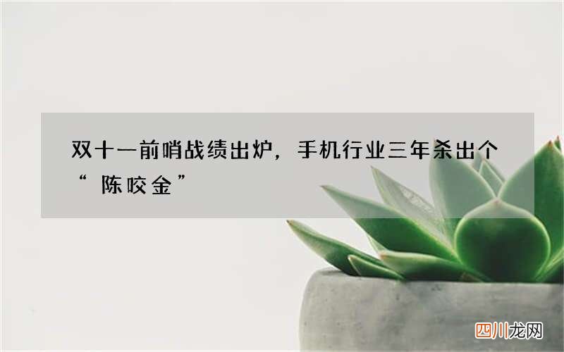 双十一前哨战绩出炉，手机行业三年杀出个“陈咬金”