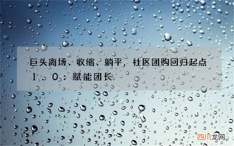 巨头离场、收缩、躺平，社区团购回归起点1.0：赋能团长