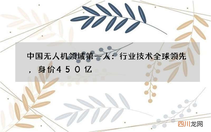 中国无人机领域第一人：行业技术全球领先，身价450亿