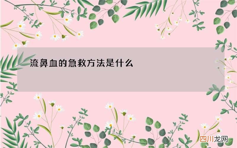 流鼻血的急救方法是什么