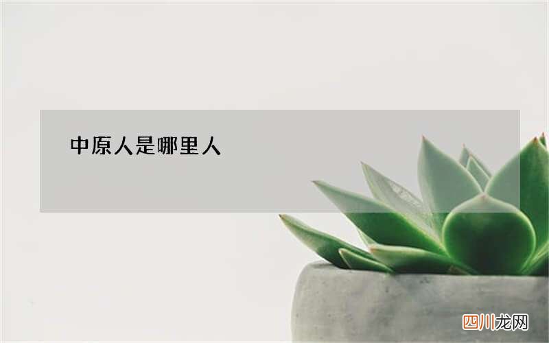 中原人是哪里人