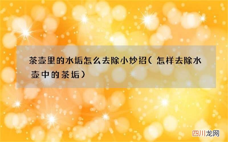 怎样去除水壶中的茶垢 茶壶里的水垢怎么去除小妙招