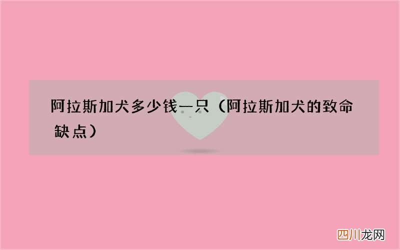 阿拉斯加犬的致命缺点 阿拉斯加犬多少钱一只